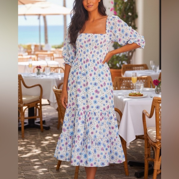 LoveShackFancy Dresses & Skirts - LoveShackFancy Miri Cotton Candy Floral Midi Dress